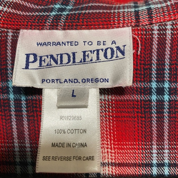 Vintage Pendleton Pearl Snap Button-Up Plaid Shirt Women's Size LARGE Red - Picture 2 of 7